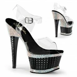 PLEASER Illusion-658RS Dancer Clubwear Rhinestones Textured Platforms 6.5" Heels