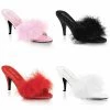 Fabulicious / Pleaser Pink Label FABULICIOUS Amour-03 Black White Pink Red Marabou Slippers 3" Heels Women's 4-15