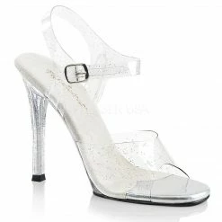 FABULICIOUS Gala-08MMG Clear Glitter Fitness Bikini Model Comp Wedding 4.5" Heel