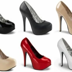 BORDELLO Teeze-06W WIDE WIDTH Black Red White Drag Queen Large Pumps Heels 10-15