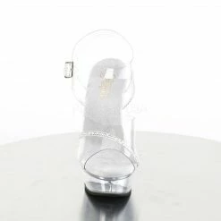 PLEASER Allure-608R Clear Rhinestone Wedding Dress Dancer Ankle Strap 5.5" Heels