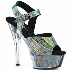 PLEASER KISS-208N-CRHM Jelly Like Hologram TPU Pole Dancer Stripper 6" Heels