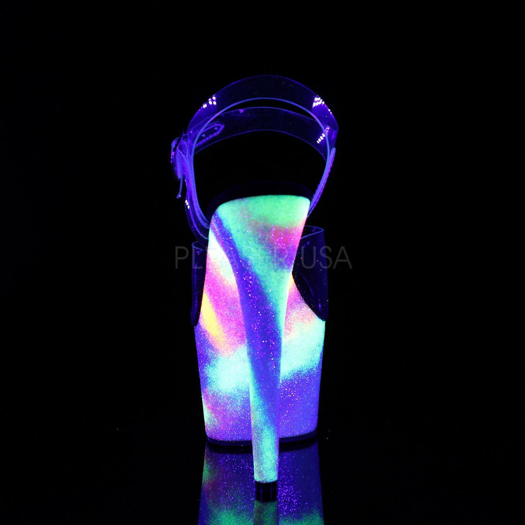 PLEASER Adore-708GXY Blacklight Reactive Galaxy Effect Glitter Stripper 7" Heels