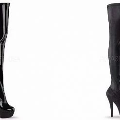 PLEASER Kiss-3000 Fetish Sexy Black Faux Leather Over Knee Thigh High 6" Boots