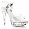 FABULICIOUS Cocktail-508SDT Clear Rhinestones Wedding Formal Ankle Straps Heels