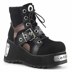 DEMONIA Scene-53 Goth Grommet Buckle Screw Plates 3.5" Platform Ankle Boots