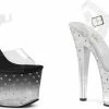 PLEASER Radiant-708T Rhinestones Tinted Platforms Stripper Dancer Club 7" Heels