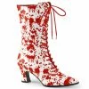 FUNTASMA Victorian-120BL White Red Blood Splatter Nurse Vampire Zombie Boots