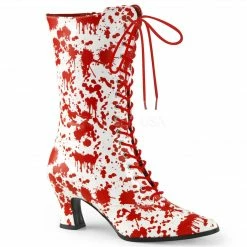 FUNTASMA Victorian-120BL White Red Blood Splatter Nurse Vampire Zombie Boots