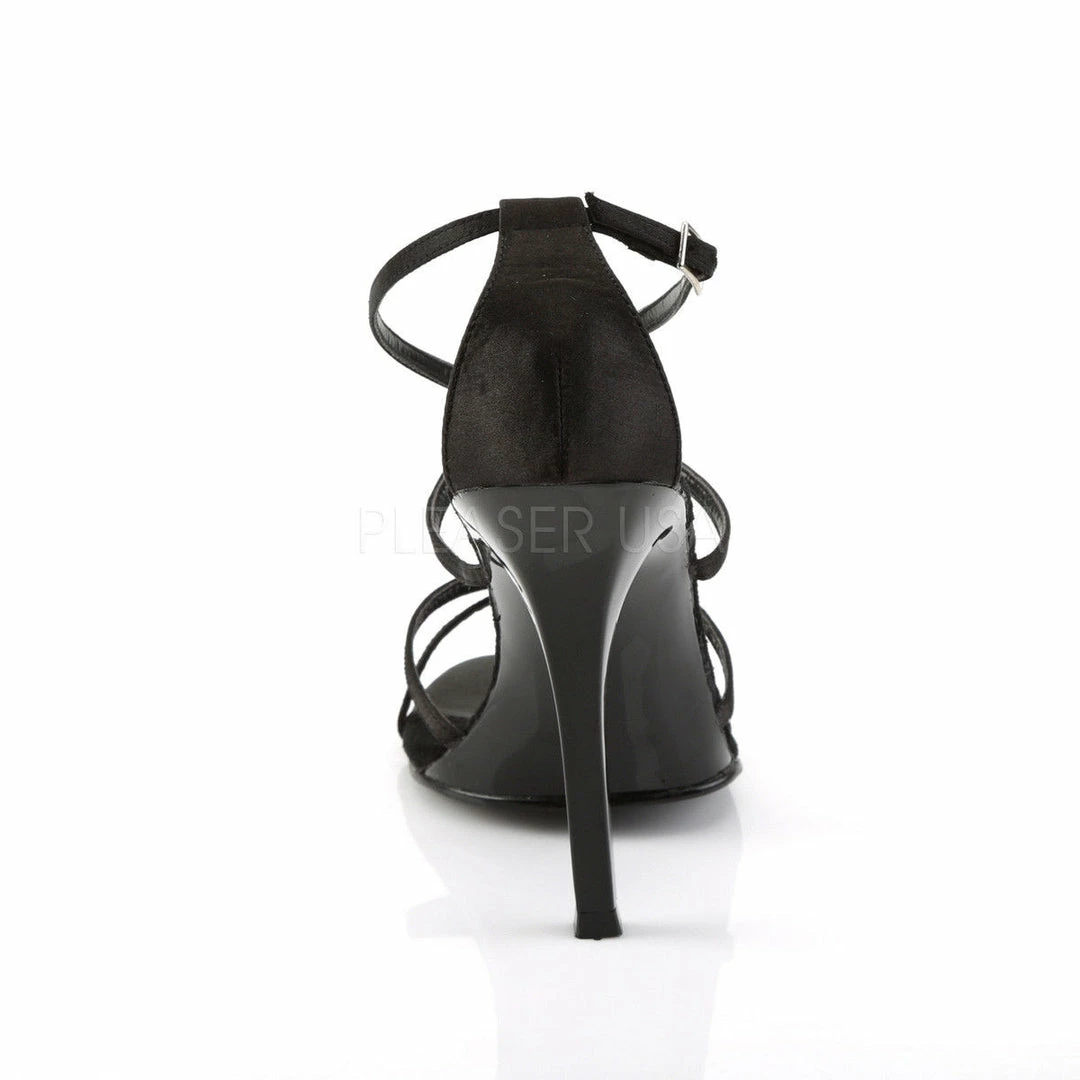 FABULICIOUS Gala-41 Black Satin Strappy Dress Formal Wedding Party 4.5" Heel