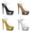 PLEASER Eclipse-608GT Glitter Tinted Cut Out Platforms Dance Dress Straps Heels
