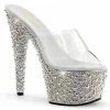 PLEASER Bejeweled-701MS Silver Rhinestones Stripper Pole Dancer Club 7" Heels