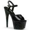 PLEASER Adore-709MG Black Patent Mini Glitter Stripper Dancer Platform Heels