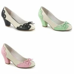 Pleaser PINUP COUTURE WIGGLE-17 Heart Cutout Scalloped Cuban 2.5" Heels Pumps