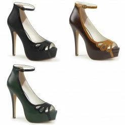 Discontinued PINUP COUTURE Bella-31 Black Brown Green Work Dress Pumps Heels