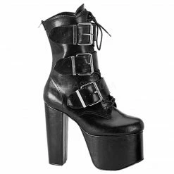 DEMONIA Torment-703 Goth Punk Cyber Witch Buckles 5.5" Heel Platform Ankle Boots