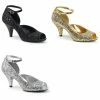 Fabulicious PLEASER Belle-381G Gold Silver Black Glitter Dress Wedding Strap 3" Heels 4-15