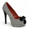 Discontinued PINUP COUTURE Bella-11 Houndstooth Tweed Work Peep Toe Pumps Heels