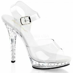 FABULICIOUS Lip-108SDT Clear Ankle Strap Rhinestones Party Club Dress 5" Heels