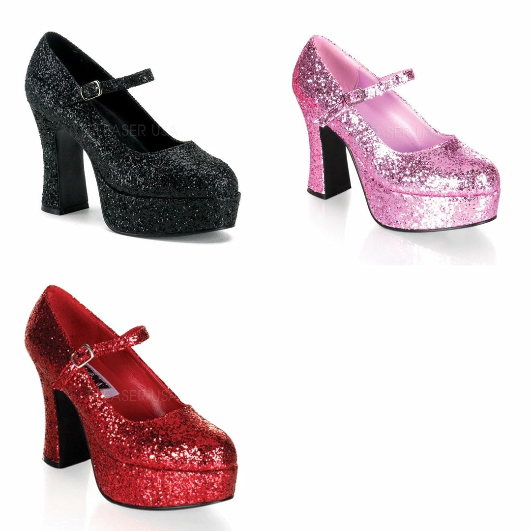 FUNTASMA Maryjane-50G Black Red Pink Glitter Dorothy Fairy Dress Cosplay Heels