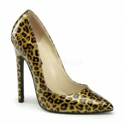 Discontinued PLEASER Sexy-20 Pointy Toe Pearlized Cheetah Work Dress Pumps Heels