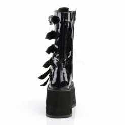 DEMONIA Damned-225 Black Hologram Vegan Leather Goth Spike Buckles Calf Boots