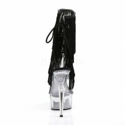 PLEASER Delight-1017TF 4-Layer Threaded Fringe Open Toe Back Ankle Boots Heels