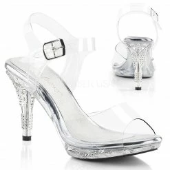 Heels FABULICIOUS Iris-408 Clear Rhinestone Butterfly Fitness Dress 3.75" Heel