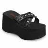 Heels DEMONIA Funn-29 Goth Punk Studded Straps Slides Slip On Thongs Platform Sandals