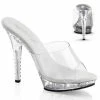 FABULICIOUS Lip-101LS Clear Rhinestone Dress Model Wedding Formal Slides 5" Heel Heels