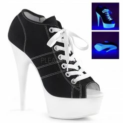 PLEASER Delight-600SK-01 Black Blue Pink Red White Canvas Sneaker Boot Heels