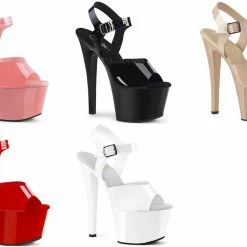 PLEASER Sky-308N Pink Red White Cream Black Jelly Like TPU Pole Dancer 7" Heels