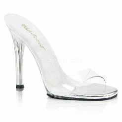 FABULICIOUS Gala-01S Clear Black Single Toe Strap Fitness Model Slides 4.5