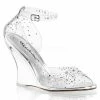 FABULICIOUS Lovely-430RS Clear Rhinestones Party Wedding 4" Wedges Sandals Heels