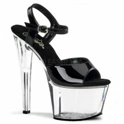 PLEASER Sky-309 Cream Beige Red White Black Dancer Ankle Strap Platform 7