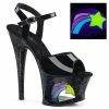 PLEASER Moon-709RSS Stripper Pole Blacklight Reactive Shooting Star 7" Heels