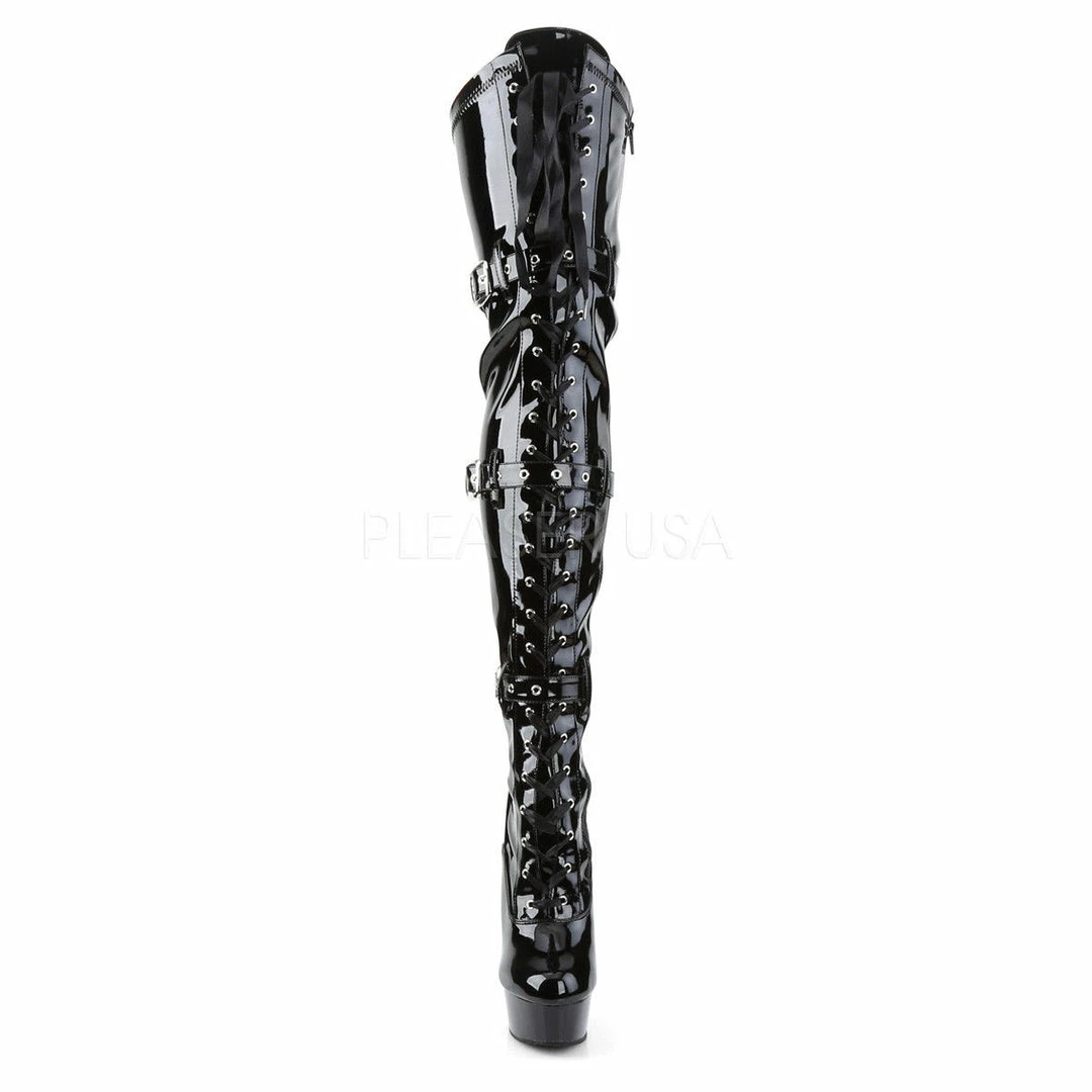 PLEASER Delight-3028 Black Stripper Exotic Dancer Showgirl Club Sexy Thigh Boots