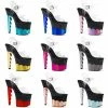 Discontinued PLEASER Scallop-708-2HGM Hologram Stripper Pole Dance Platform 7" Scalloped Heel Heels