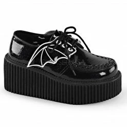 DEMONIA Creeper-205 Detachable Bat Wings Goth Alternative 3" Platform Flat Heels