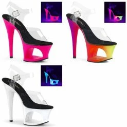 PLEASER Moon-708UV UV Blacklight Reactive Stripper Dancer Club Platform 7" Heels