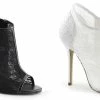 PLEASER Amuse-56 Black Ivory Lace Goth Wedding Drag Booties Heels Women's 4-15