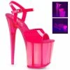 PLEASER Flamingo-809UVT Neon Pink UV Reactive Stripper Pole Dancer Club 8" Heels