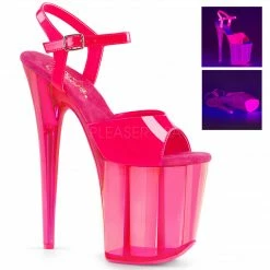 PLEASER Flamingo-809UVT Neon Pink UV Reactive Stripper Pole Dancer Club 8" Heels