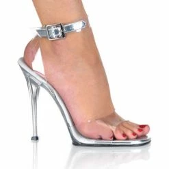FABULICIOUS Gala-06 Clear Ankle Strap Fitness Bikini Model Comp Dress 4.5" Heel Heels