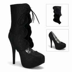 Discontinued BORDELLO Teeze-31G Glitter Burlesque Pinup Detachable Shaft Heels