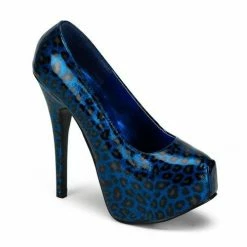 Discontinued BORDELLO Teeze-37 Blue Purple Red Silver Gold Cheetah Glitter Heels