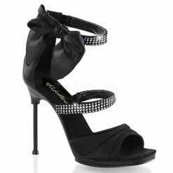 Discontinued FABULICIOUS Chic-48 Black Satin Rhinestone Evening Party 4.5" Heels