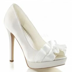 Discontinued FABULICIOUS Lumina-42 Satin Frilled Dress Formal Wedding Pump Heels