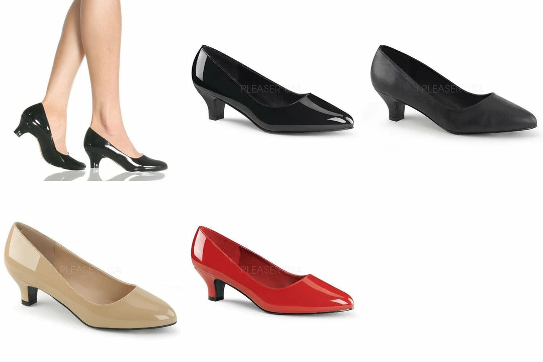 PLEASER PINK LABEL Fab-420 Dress Work Pumps 2" Kitten Heels Drag Women's Sz 8-15