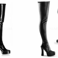 Boots PLEASER PINK LABEL Electra-3000Z Fetish Drag 5" Thigh Boot Thick Heel Women 5-15